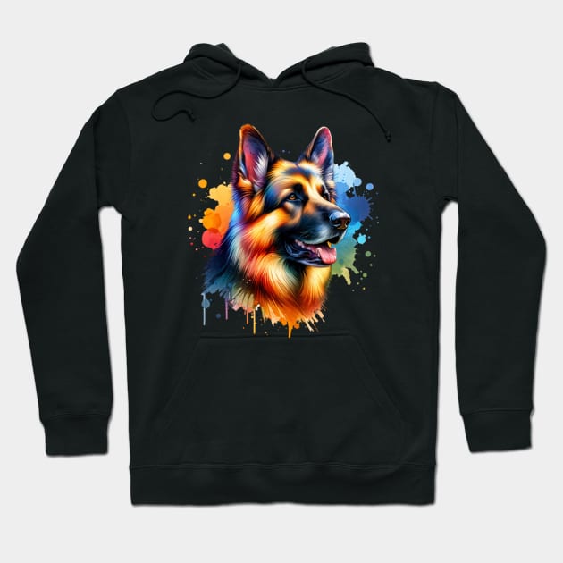 Bright Watercolor German Shepherd Hoodie by From Broken To Blooming